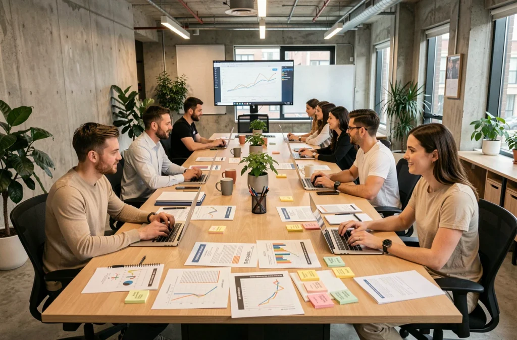 Équipe de l'agence Nematis travaillant sur des stratégies SEO dans un bureau moderne en Occitanie