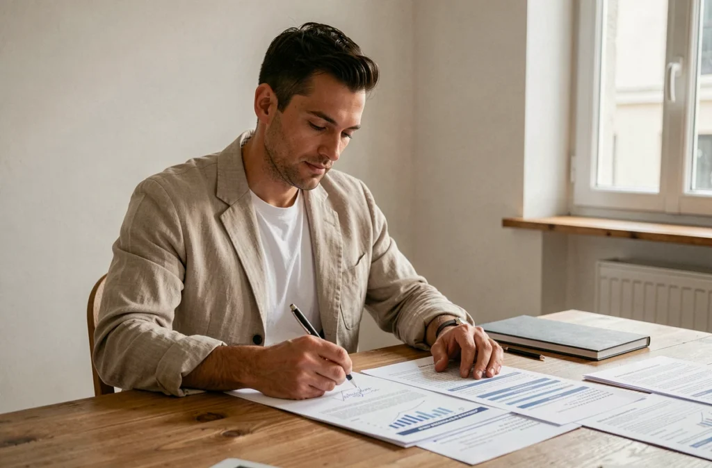 Romain Frutos, consultant SEO, prenant des notes lors d'une analyse de stratégie de référencement